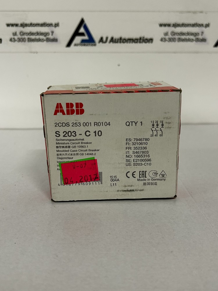 Wyłącznik nadprądowy S203-C10, 3P