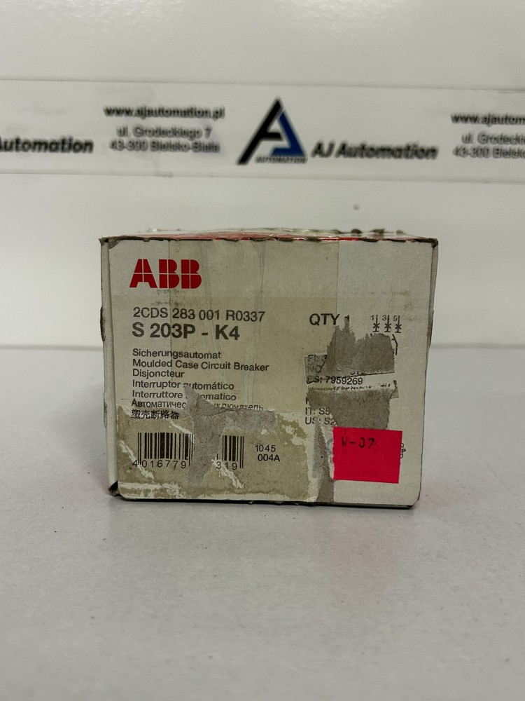 Wyłącznik nadmiarowo-prądowy S203P-K 4, 400V AC, 25KA